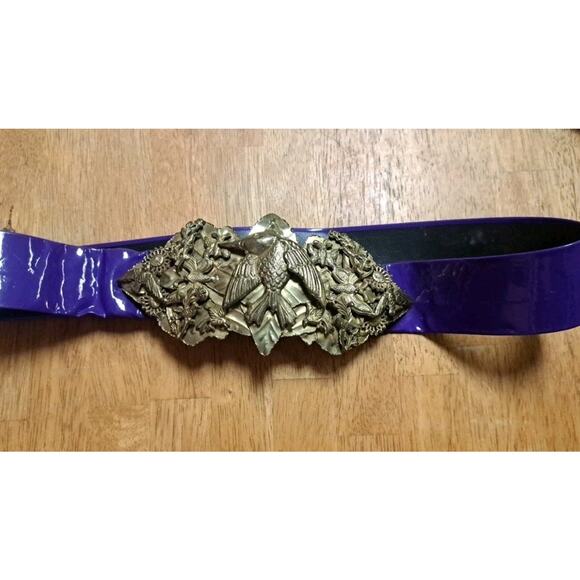 RARE 1940\'s Brass Custom Belt Buckle Hummingbird Butterfly Birds Sunflowers main image 16